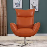 43" Orange Contemporary Leather Lounge Chair