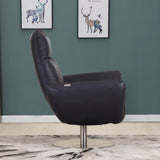 43" Navy Contemporary Leather Lounge Chair