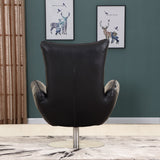 43" Black Contemporary Leather Lounge Chair