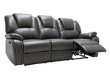 40" Contemporary Grey Leather Sofa