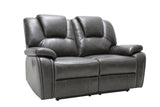 40" Contemporary Grey Leather Loveseat