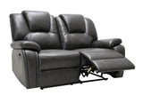 40" Contemporary Grey Leather Power Reclining Loveseat