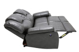 40" Contemporary Grey Leather Power Reclining Loveseat