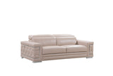 114" Modern Beige Leather Sofa Set