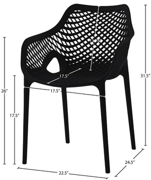 Mykonos Polypropylene Plastic Contemporary Black Outdoor Patio Dining Chair - 22.5" W x 24.5" D x 31.5" H
