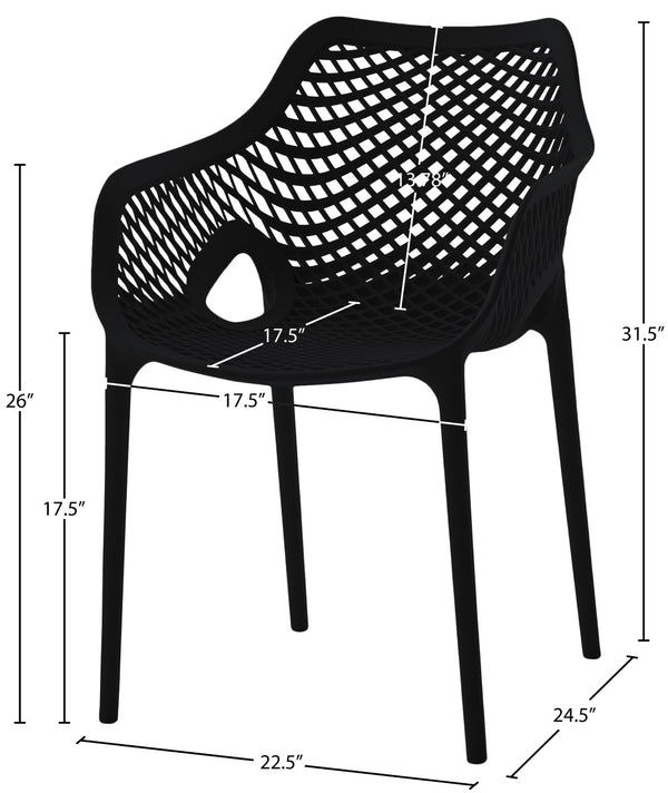Mykonos Polypropylene Plastic Contemporary Black Outdoor Patio Dining Chair - 22.5" W x 24.5" D x 31.5" H