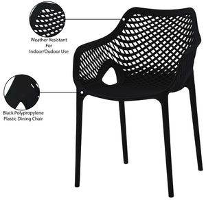 Mykonos Polypropylene Plastic Contemporary Black Outdoor Patio Dining Chair - 22.5" W x 24.5" D x 31.5" H