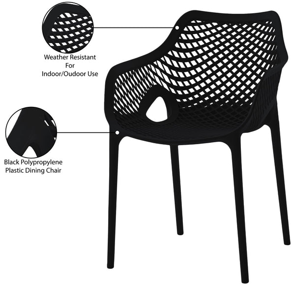 Mykonos Polypropylene Plastic Contemporary Black Outdoor Patio Dining Chair - 22.5" W x 24.5" D x 31.5" H