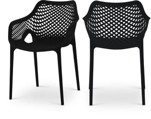 Mykonos Polypropylene Plastic Contemporary Black Outdoor Patio Dining Chair - 22.5" W x 24.5" D x 31.5" H