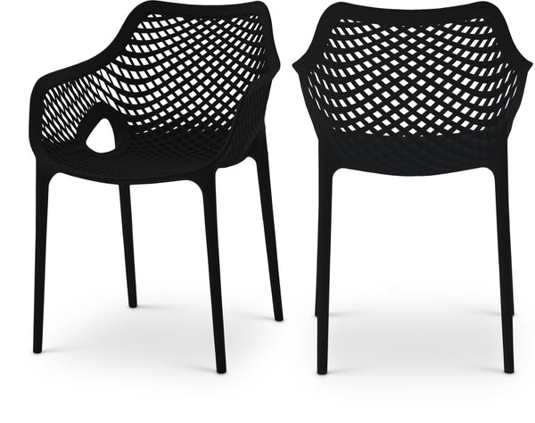 Mykonos Polypropylene Plastic Contemporary Black Outdoor Patio Dining Chair - 22.5" W x 24.5" D x 31.5" H