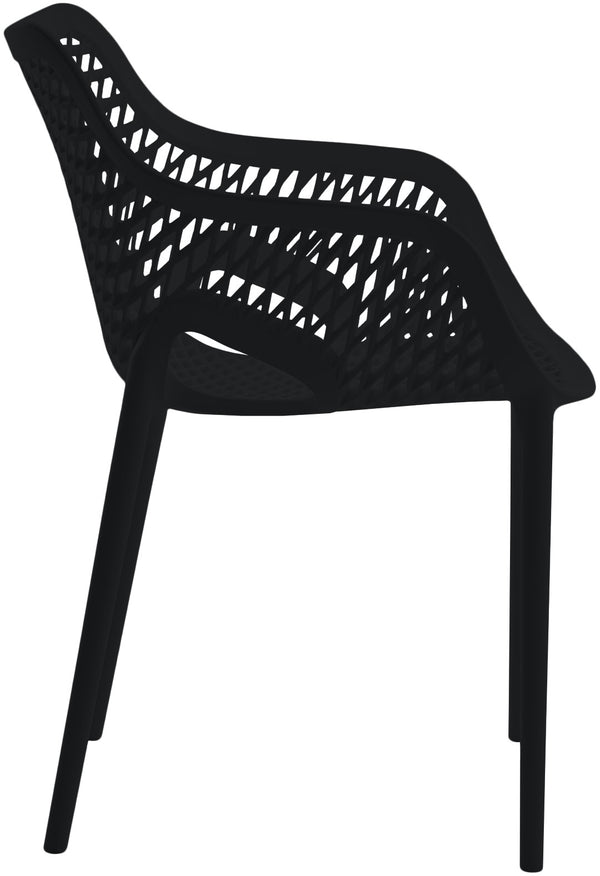 Mykonos Polypropylene Plastic Contemporary Black Outdoor Patio Dining Chair - 22.5" W x 24.5" D x 31.5" H