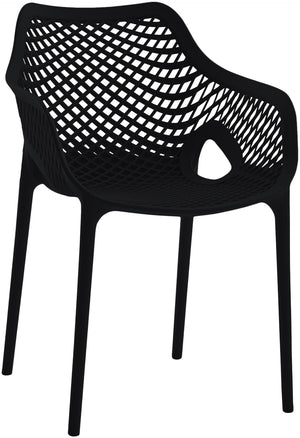 Mykonos Polypropylene Plastic Contemporary Black Outdoor Patio Dining Chair - 22.5" W x 24.5" D x 31.5" H