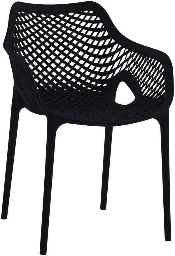 Mykonos Polypropylene Plastic Contemporary Black Outdoor Patio Dining Chair - 22.5" W x 24.5" D x 31.5" H