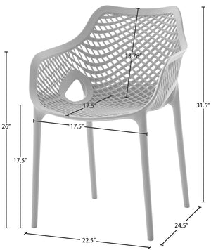 Mykonos Polypropylene Plastic Contemporary Grey Outdoor Patio Dining Chair - 22.5" W x 24.5" D x 31.5" H