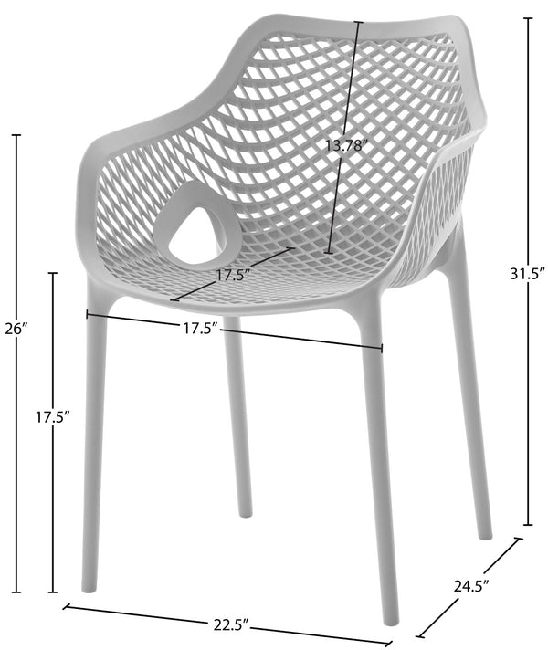 Mykonos Polypropylene Plastic Contemporary Grey Outdoor Patio Dining Chair - 22.5" W x 24.5" D x 31.5" H