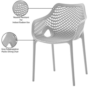 Mykonos Polypropylene Plastic Contemporary Grey Outdoor Patio Dining Chair - 22.5" W x 24.5" D x 31.5" H