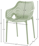 Mykonos Polypropylene Plastic Contemporary Mint Outdoor Patio Dining Chair - 22.5" W x 24.5" D x 31.5" H