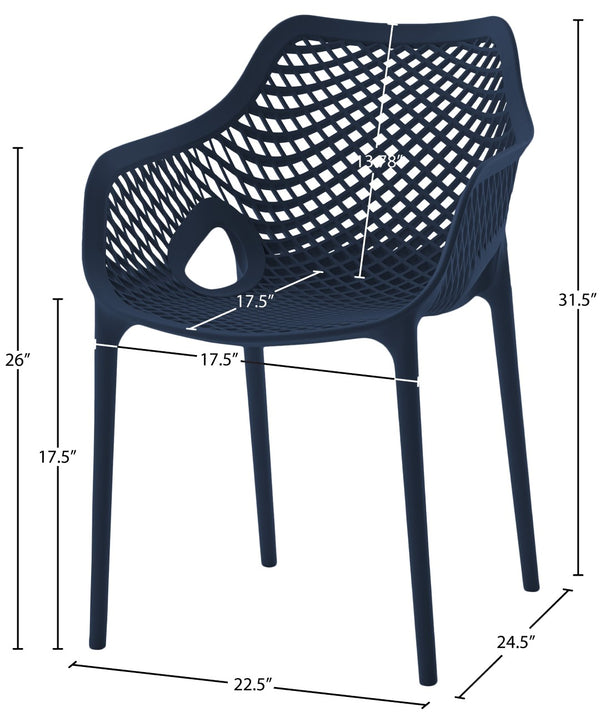Mykonos Polypropylene Plastic Contemporary Navy Outdoor Patio Dining Chair - 22.5" W x 24.5" D x 31.5" H