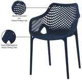 Mykonos Polypropylene Plastic Contemporary Navy Outdoor Patio Dining Chair - 22.5" W x 24.5" D x 31.5" H