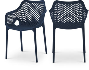 Mykonos Polypropylene Plastic Contemporary Navy Outdoor Patio Dining Chair - 22.5" W x 24.5" D x 31.5" H