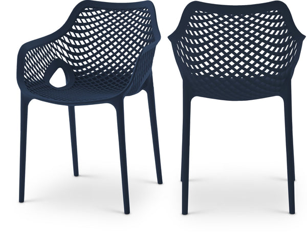 Mykonos Polypropylene Plastic Contemporary Navy Outdoor Patio Dining Chair - 22.5" W x 24.5" D x 31.5" H