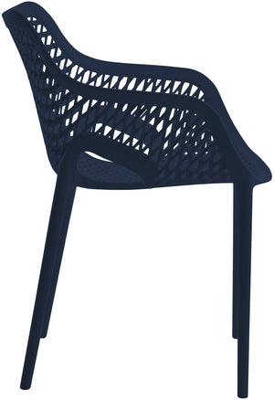 Mykonos Polypropylene Plastic Contemporary Navy Outdoor Patio Dining Chair - 22.5" W x 24.5" D x 31.5" H