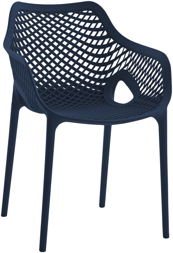 Mykonos Polypropylene Plastic Contemporary Navy Outdoor Patio Dining Chair - 22.5" W x 24.5" D x 31.5" H