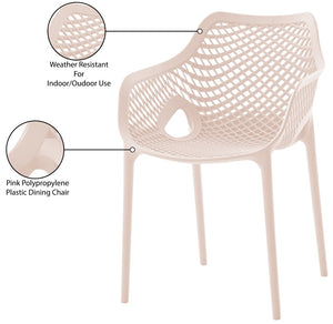 Mykonos Polypropylene Plastic Contemporary Pink Outdoor Patio Dining Chair - 22.5" W x 24.5" D x 31.5" H