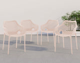 Mykonos Polypropylene Plastic Contemporary Pink Outdoor Patio Dining Chair - 22.5" W x 24.5" D x 31.5" H