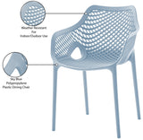 Mykonos Polypropylene Plastic Contemporary Sky Blue Outdoor Patio Dining Chair - 22.5" W x 24.5" D x 31.5" H