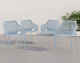 Mykonos Polypropylene Plastic Contemporary Sky Blue Outdoor Patio Dining Chair - 22.5" W x 24.5" D x 31.5" H