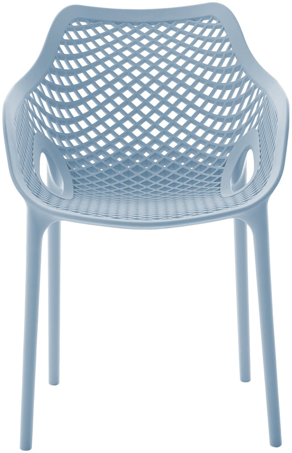 Mykonos Polypropylene Plastic Contemporary Sky Blue Outdoor Patio Dining Chair - 22.5" W x 24.5" D x 31.5" H
