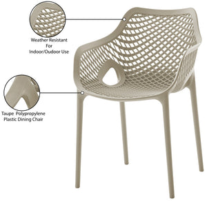 Mykonos Polypropylene Plastic Contemporary Taupe Outdoor Patio Dining Chair - 22.5" W x 24.5" D x 31.5" H