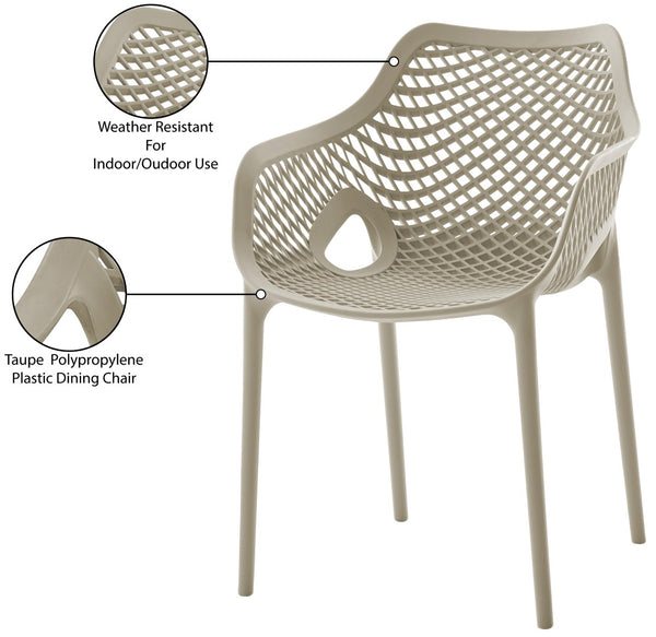 Mykonos Polypropylene Plastic Contemporary Taupe Outdoor Patio Dining Chair - 22.5" W x 24.5" D x 31.5" H