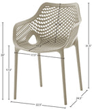 Mykonos Polypropylene Plastic Contemporary Taupe Outdoor Patio Dining Chair - 22.5" W x 24.5" D x 31.5" H