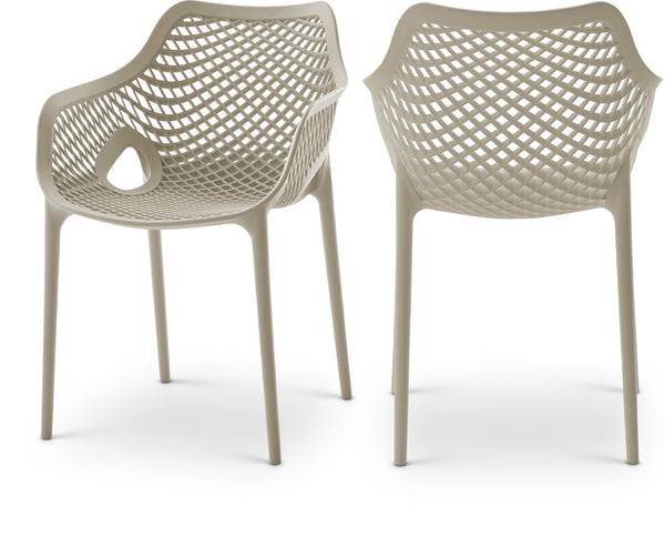 Mykonos Polypropylene Plastic Contemporary Taupe Outdoor Patio Dining Chair - 22.5" W x 24.5" D x 31.5" H