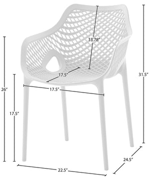 Mykonos Polypropylene Plastic Contemporary White Outdoor Patio Dining Chair - 22.5" W x 24.5" D x 31.5" H