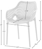 Mykonos Polypropylene Plastic Contemporary White Outdoor Patio Dining Chair - 22.5" W x 24.5" D x 31.5" H