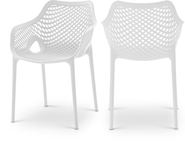 Mykonos Polypropylene Plastic Contemporary White Outdoor Patio Dining Chair - 22.5" W x 24.5" D x 31.5" H