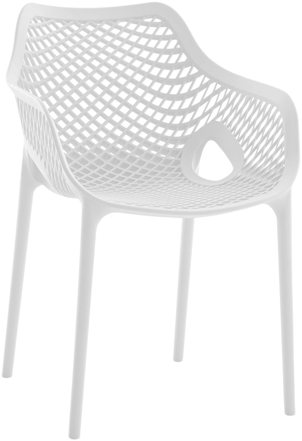 Mykonos Polypropylene Plastic Contemporary White Outdoor Patio Dining Chair - 22.5" W x 24.5" D x 31.5" H