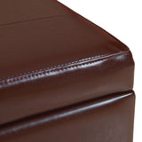 Gavin Contemporary Storage Ottoman with Nailhead Trim, Chestnut Brown Noble House