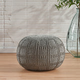 Yuny Handcrafted Modern Fabric Pouf, Gray Noble House