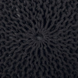 Abena Modern Knitted Cotton Round Pouf, Dark Gray Noble House