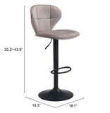 Zuo Modern Salem 100% Polyester, Plywood, Steel Modern Commercial Grade Barstool Gray, Black 100% Polyester, Plywood, Steel