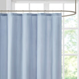 Madison Park Panache Transitional Pieced and Embroidered Shower Curtain Blue 72x72" MP70-8168