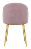 Zuo Modern Cozy 100% Polyester, Plywood, Steel Modern Commercial Grade Dining Chair Set - Set of 2 Pink, Gold 100% Polyester, Plywood, Steel