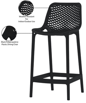 Mykonos Polypropylene Plastic Contemporary Black Outdoor Patio Stool - 17.5" W x 21" D x 38" H