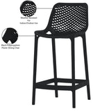 Mykonos Polypropylene Plastic Contemporary Black Outdoor Patio Stool - 17.5" W x 21" D x 38" H