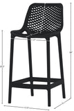 Mykonos Polypropylene Plastic Contemporary Black Outdoor Patio Stool - 17.5" W x 21" D x 38" H