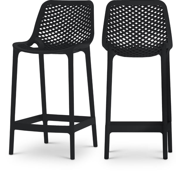 Mykonos Polypropylene Plastic Contemporary Black Outdoor Patio Stool - 17.5" W x 21" D x 38" H